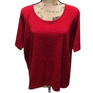 {Link} Red Metallic Silk Sweater